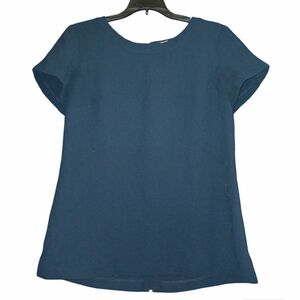 Banana Republic Women's Dark Navy Blue Dressy Blouse Zip in the Back SZ 6